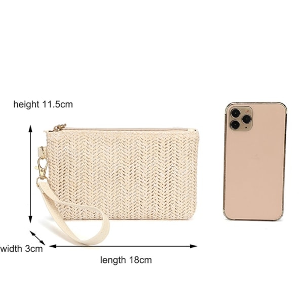 IC Vävväska Clutch Massiv Halmvävd Myntväska Strandplånbok Ca Khaki