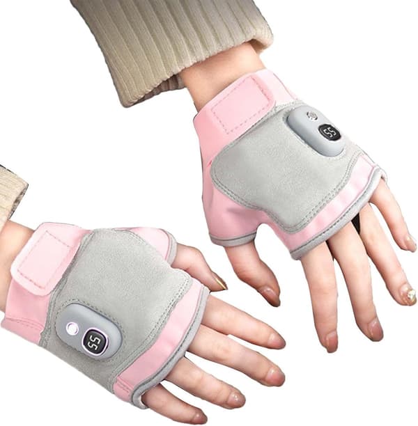 USB Genopladelige Varmehandsker, Fingerløse Bomuldshåndvarmere, Touchscreen-kompatible Til Vinterudendørs, Pink, 15 X 9 Cm