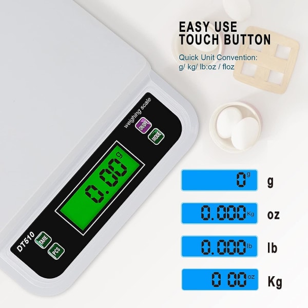 IC Elektroninen keittiövaaka 30kg/1g, Digitaalinen ruokavaaka Kotipaistaminen Leivonta Hedelmät Punnitus Monitoimivaaka (Väri: Valkoinen, Koko: 30kg-1g)