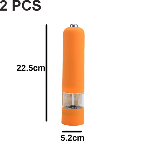 IG Elektrisk Havssalt- og Peberkværn og Shaker Sæt, Batteridrevet 2 stk. Orange