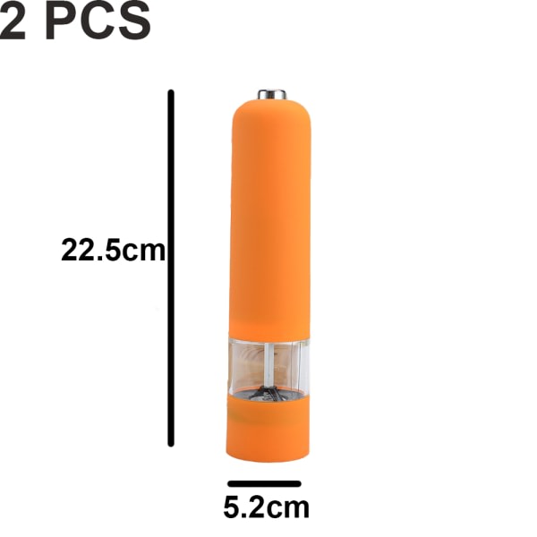 IG Elektrisk salt- og pepperkvern og shakersett, batteridrevet 2 stk oransje