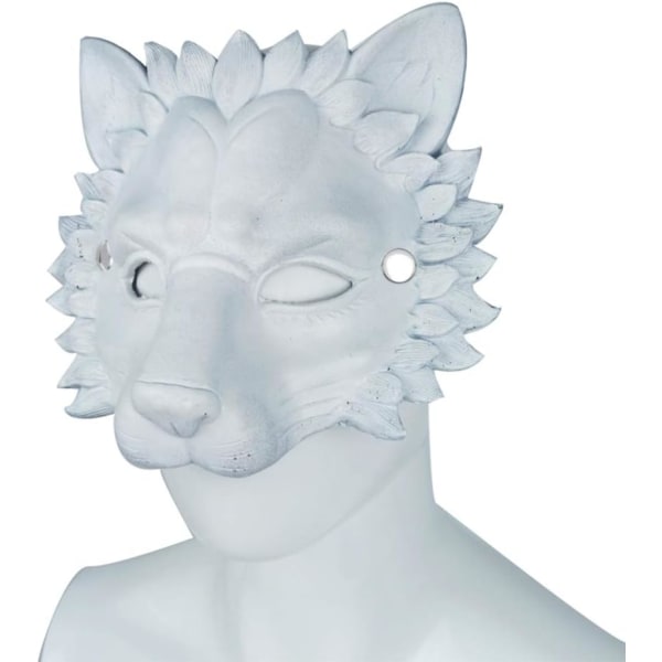 IC jojofuny Halloween Lejonmask Halvansikte Djurmasker Cosplay Halloweenfest Kostymrekvisita för Festival Dansfest Maskerad Vit