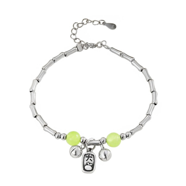 IC 925 sølv store lykkeklokker bambus armbånd for kvinner
