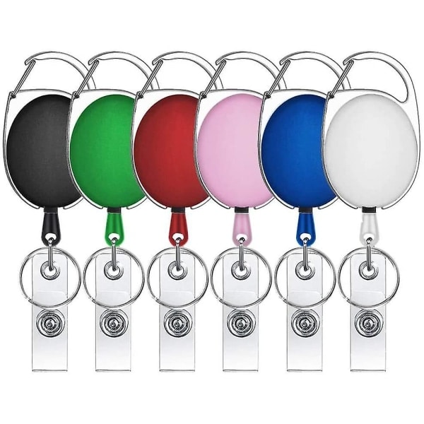 Innfellbar Badge Clip Karbinhake ID-nøkkelring, forskjellige farger i 6 deler IC