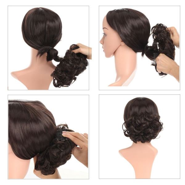 Kam Clip In Lockigt Hår Extensions Chignon Hår 1 1