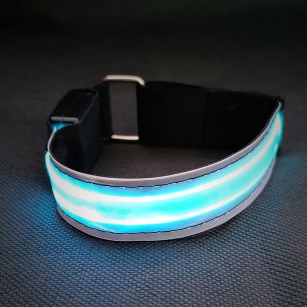 IC 1-pakning LED reflekterende armbånd Nylon justerbart armbånd Luminou blå One size