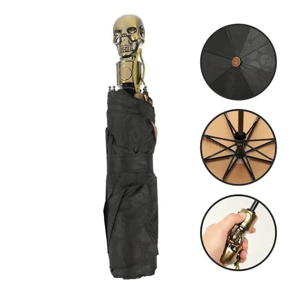 1 pc Creative Devil Skull Handle Umbrella Three-fold UV Sun Rain Umbrella