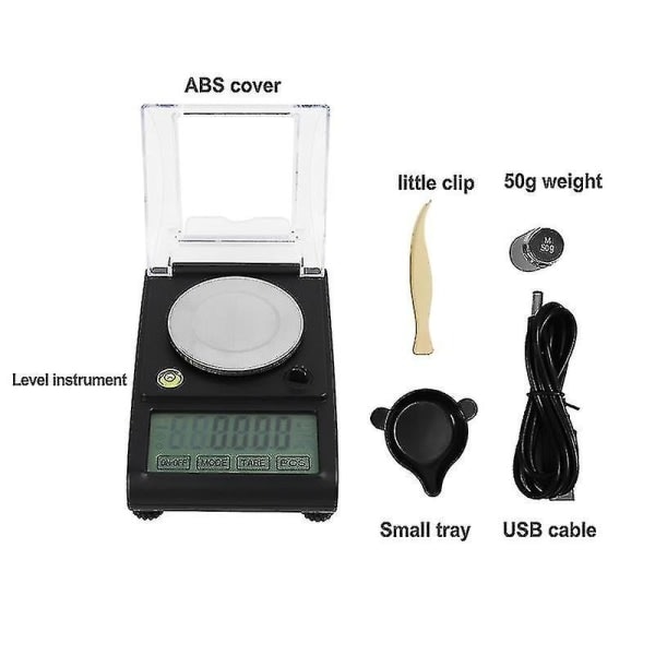 IC Kannettava elektroninen korujen vaaka Mini digitaalinen vaaka 0,001 g 50 g taskuvaaka elektroninen ba 10g  to  20g  to  50g