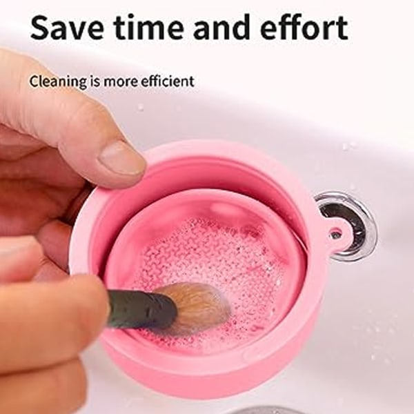 IC Sminkborste Silikonrengöringskopp & Silikonsminkborste Rosa