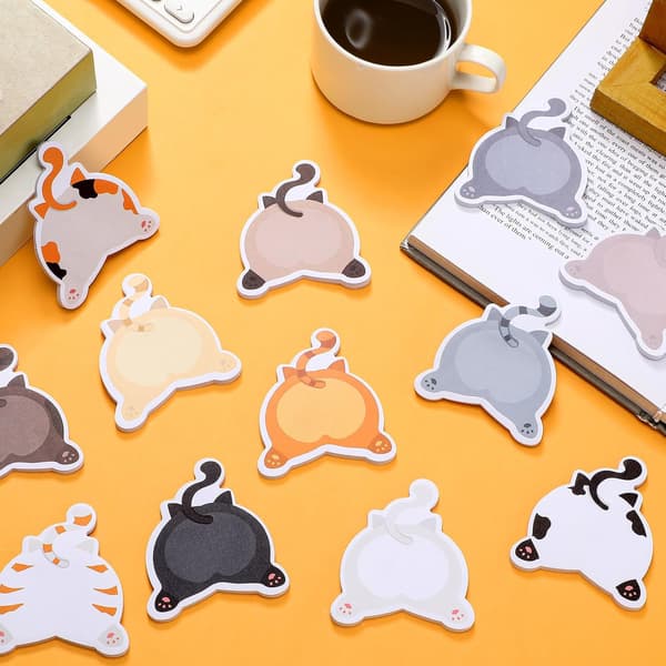 24-pak Kawaii Sticky Notes - Søde Dyreformer - 720 Ark - Skoleartikler - Frisk kat