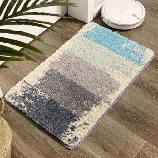 IC Färgglada randiga badrumsmattor Badmatta Halkfri Shaggy Mjuk duschmatta Absorberande Snabbtorkande Badkarmattor för badkar (Färgglada A, 20\"x31\")