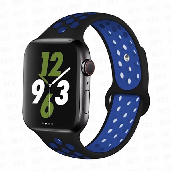 Sportrem för Apple Watch Band 45 mm 49 mm 44 mm 40 mm 41 mm 42 mm Silikonarmband correa iWatch Ultra 2 Series 9 8 SE 7 6 5 4 3 Svart-blå 19 M-L