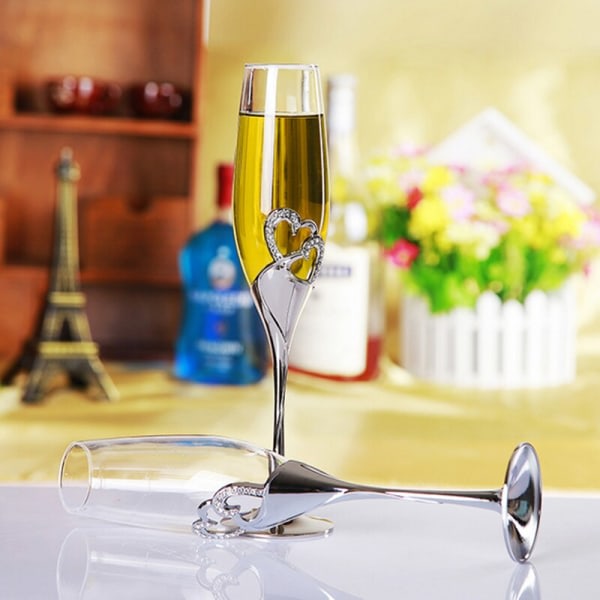 2 stk Bryllupsvinglass Champagneglasssett