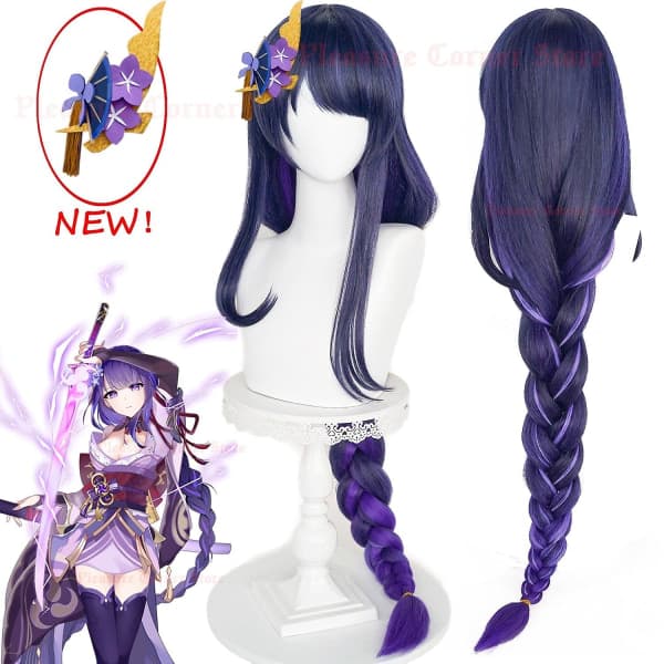 IC Game Genshin Impact Raiden Shogun Cosplay-peruukki, esityövalmis, 110 cm