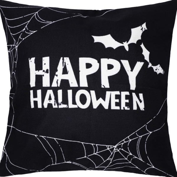 IC Halloween Jack O Lantern Dekorative Putetrekk 18 x 18 Sett med 4, Spøkelsesaktig Ansikt Mummy Black Cat Fran.kens-tein Trekk Dekor
