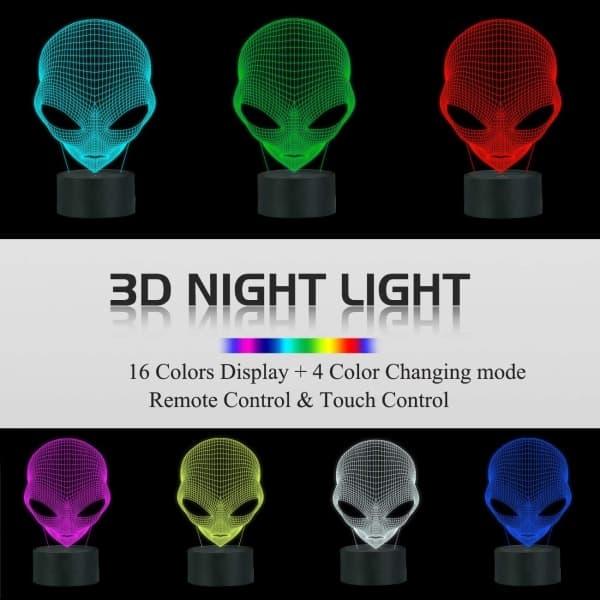 IC 3D Natlampe Alien Illusion Lampe, Martian ET Natlampe
