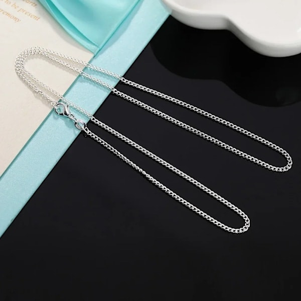 925 Sterling Silver 40-75CM LÅNG 2mm Bredd Sidokedja Halsband För Kvinnor Man Mode Bröllop Charm Smycken 40cm