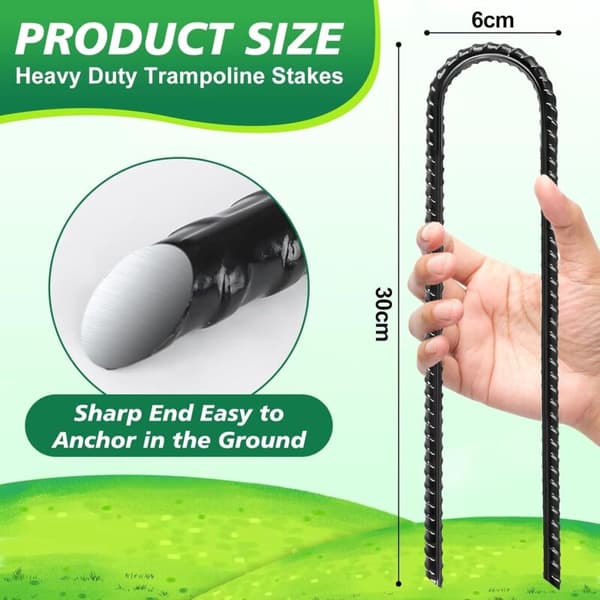 Delar Galvaniserat stål 30 cm Tältpinnar - Kraftiga U-formade Tält-/Markpinnar med Krokar, för Camping, Gunga, Markiser, Trampolin