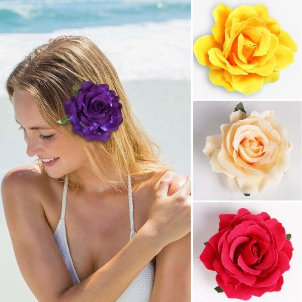 IC Flerfarvet Blomst Hårklemme, Knaphuls Blomst Hårnål Blomst Brosche Farverige Rosa Blomst Hårklemmer Til Kvinder Piger Fest Håraccessoirer (10 stk)