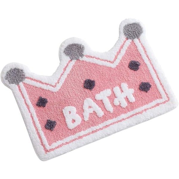 IC Kronformad badmatta Halkfri plysch Supermjuk, mysig tvättbar badrum Sovrumsabsorberande tjocka mattor (17\" x 24\", rosa)