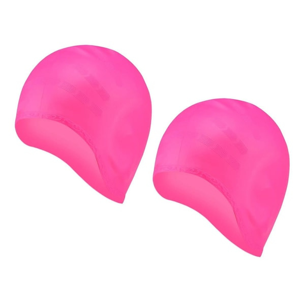 IC Unisex badehætte til kort og langt hår Silikon badehætter Cover Ører Badehætter til kvinder Mænd Børn Voksne - Rosa