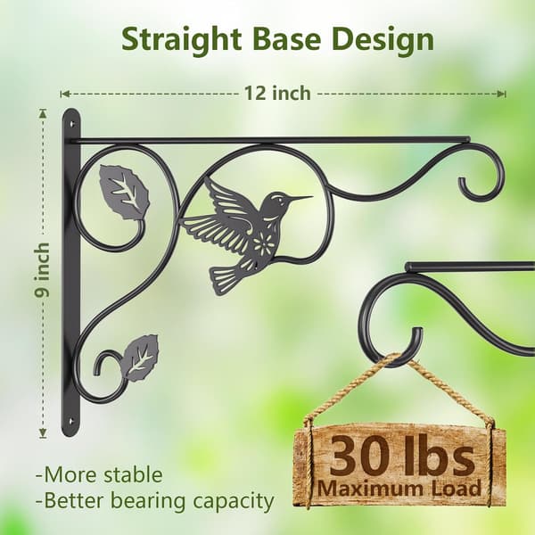 2 kpl kasviripustimia – linnulla – 30,5 cm – mustaa metallia
