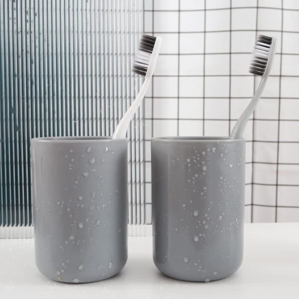 2-pack tandglas, tandborsthållare för badrum, mugg, plast