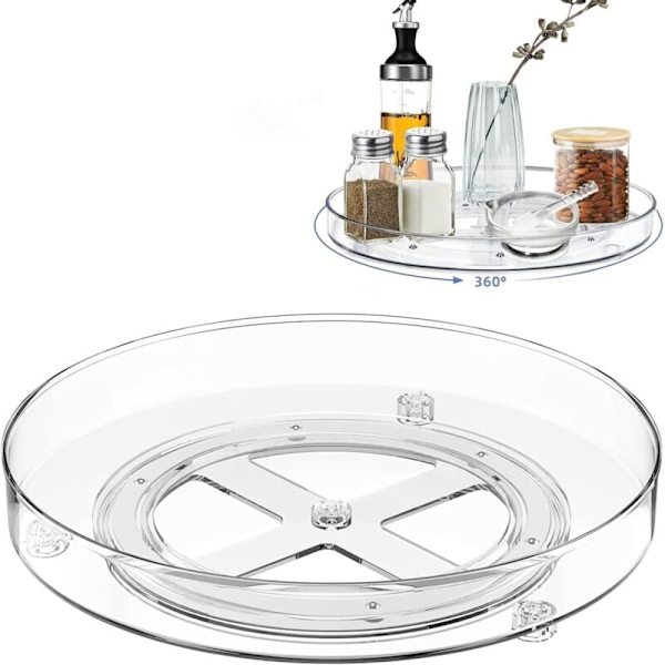 Set med 2 roterande förvaringsbrickor, transparenta, 27 cm
