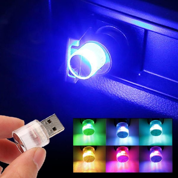 IC Bil Mini USB LED Ambient Light Dekorativ atmosfärslampor för interiörmiljö Light Plug Play
