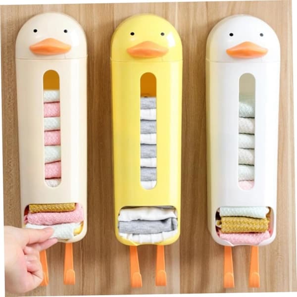 Underwear Organizer, 3 Pcs Wall Mounted Storage Boxes, Punch-Free Hanging Storage Organizer, Duck Shaped Sock Organization