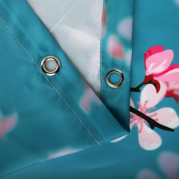 IC Körsbärsblom duschdraperi, blommigt kricka tyg Sakura Plommon