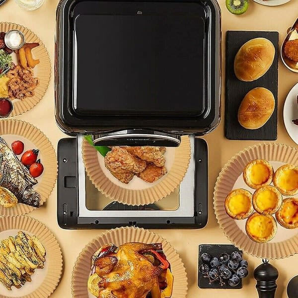 100 stk Air Fryer Engangspapir Non-Stick Liner Pan Pergament Bagepapir