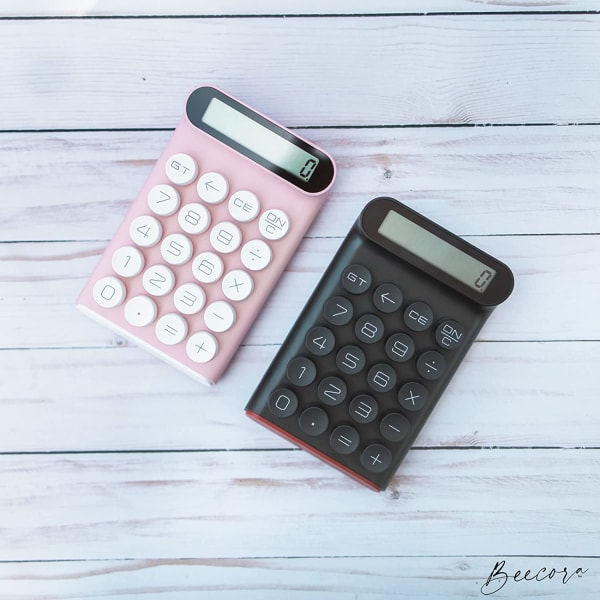 IC Skrivebords Miniregner Mekanisk Bryter Kontor (rosa, uten batteri)