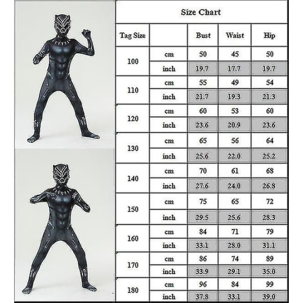 IC Barn Gutter Black Panther Cosplay Kostyme Størrelse 140