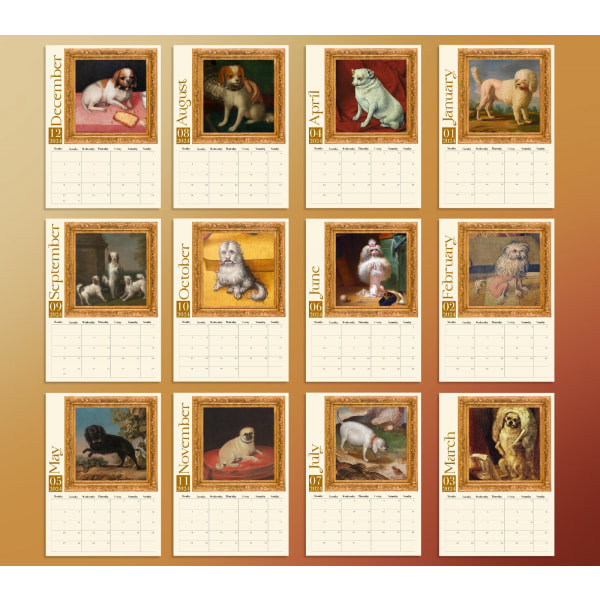 Weird Medieval Dogs 2024 Kalender • Rolig Modern Snygg Eklektisk Estetisk Väggkalender • Hundälskare Julinflyttningspresent 1stk
