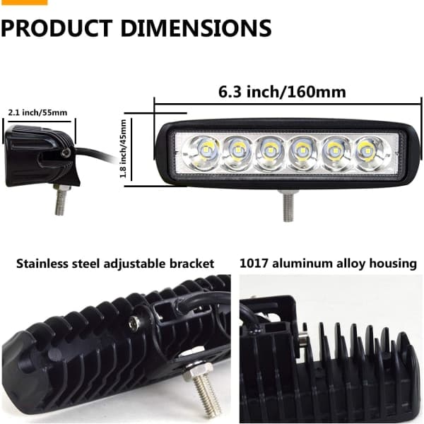 IC LED Arbeidslys LED Bar 12V 18W 15cm Bil LED Spotlight Vanntett