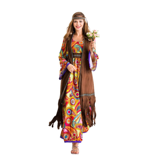 Kvinnor Hippie Kostym Sett, Hippie Vuxen Dräkt 2XL