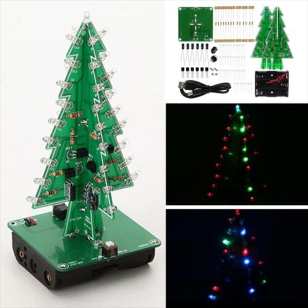 Gör-det-själv 3D LED-vilkkuvalo julgran Circuit Kit Glitter elektronisk julgranset Set julgran Skrivbordsdekoration Seven Colors