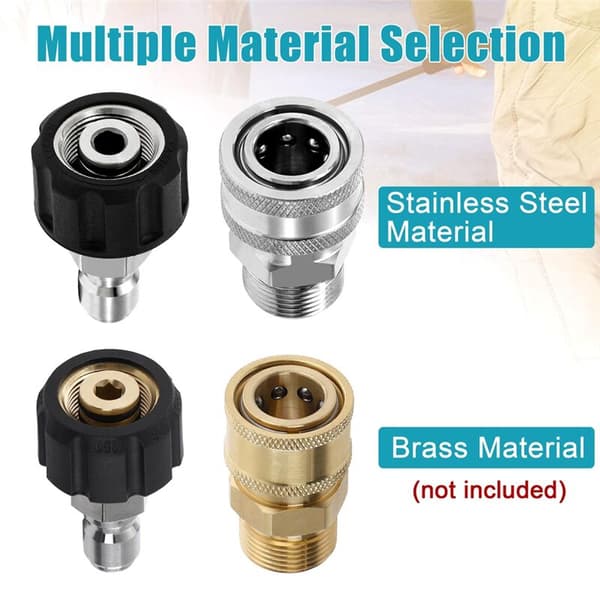 4 stk. rengøringsadapter sæt, forbindelsessæt, metrisk M22 14mm til M22 fitting, rustfrit stål