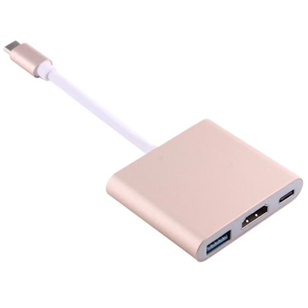 Sovitin USB-C–HDMI – USB-A – USB-C – kulta kulta