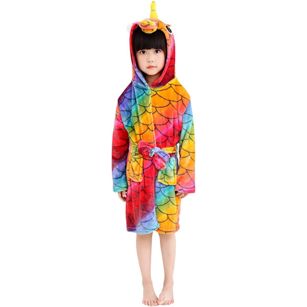 Barn Badekåper Badekåpe 3D Enhjørning Hettemåte, Jenter Gutter Fleece Myk Kigurumi Tegneserie Morgen Hjemmekåpe Nattøy Pyjamas Lommer B unicorn 7 130