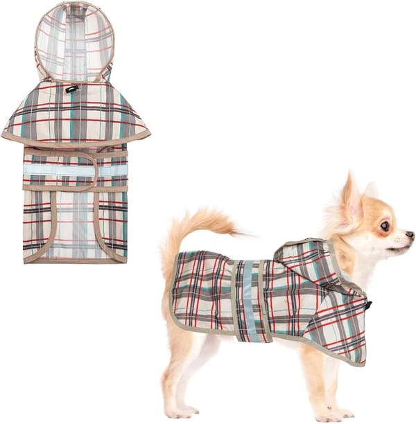 Justerbar regnfrakke til små/mellemstore hunde - med hætte, refleksstribe, åndbar