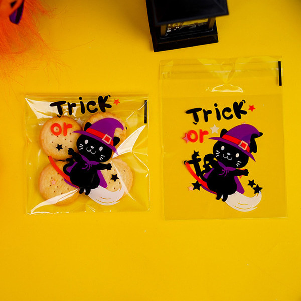 IC 100 stk Halloween-godisposer Party Favor Plastpose Cookies B 04