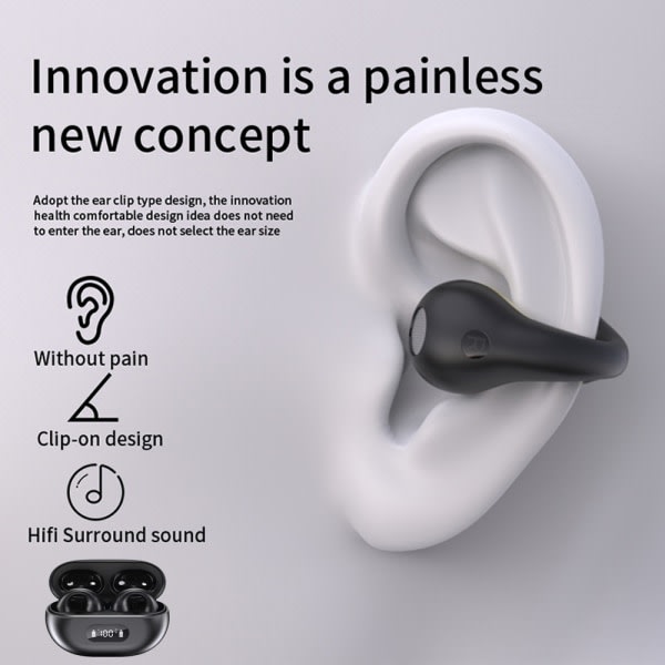 IC Trådløse øreronsnäckor Bluetooth 5.3 åbne øronproppar Cykling