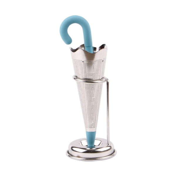 IC 2-pack rostfritt stål tesil, paraplyformad teinfuser med droppbricka för löst te, ros, kaffe, kryddor
