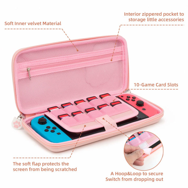 Cute Cat Paw Case Kompatibel med Nintendo Switch/Switch OLE IC