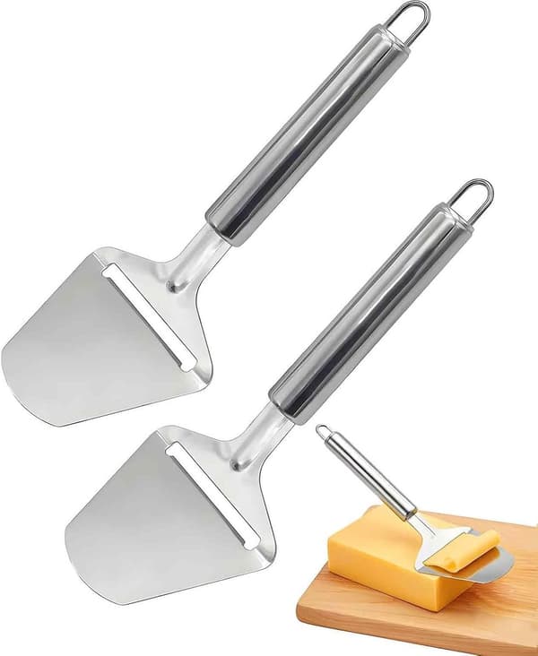 2 osteskjærere - Riveblad i rustfritt stål, non-stick skreller - for ost og grønnsaker - 22*8 cm - Sølv
