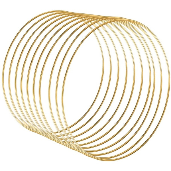 Metallringar, 10 st, 25 cm ø, guldpläterade, trådringar för