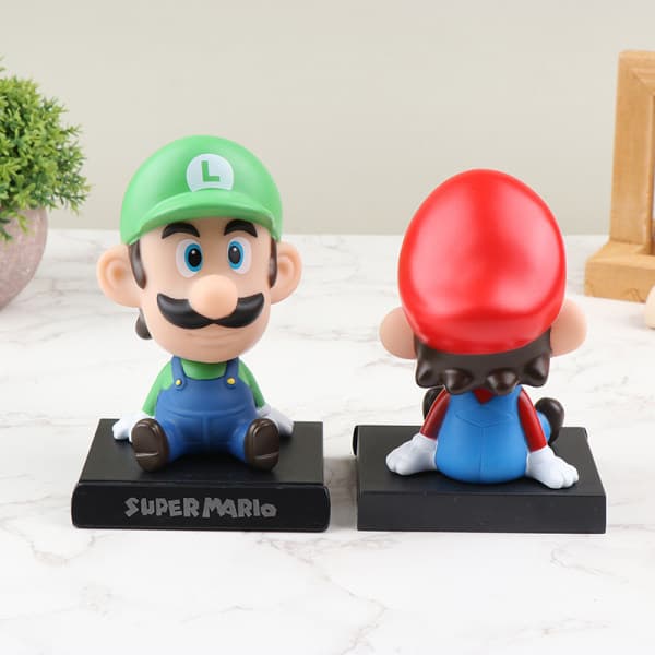 IC Bros Luigi Cartoon Spring Model Legetøj Anime Figur Skrivebordsdekoration Grøn