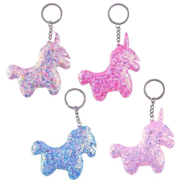 4 st bilnyckelhållare väska hängsmycke Unicorn hänge Toy Tote Nyckelring Nyckelringar Bilnycklar（9X7.5X0.2CM，Asorted Color） IC